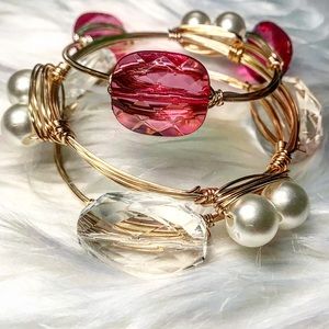 LAST ONE! Handmade Pink Wire Wrapped Bangle